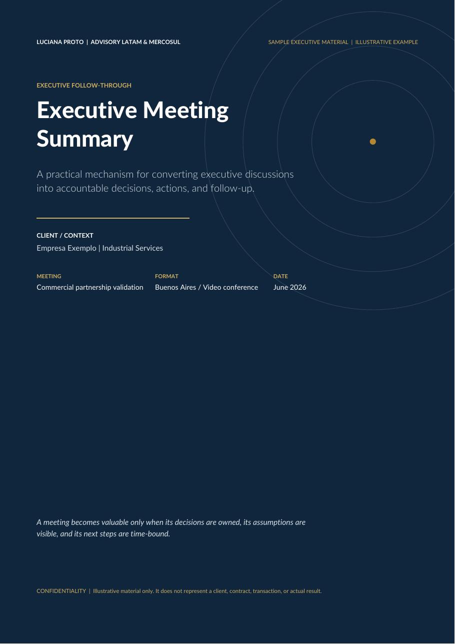 Executive Meeting Summary — sample page preview